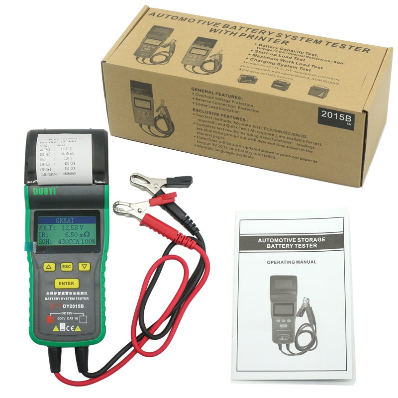 DY2015B 12V car battery tester internal resistance life tester measuring car motorcycle battery with printer load test analysis