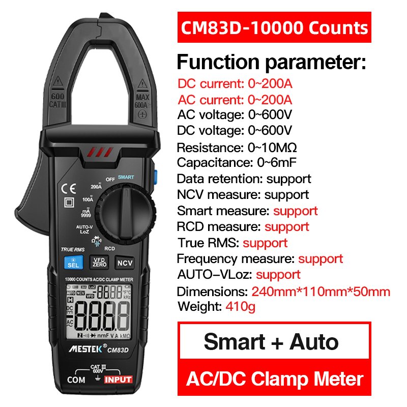 Digital Clamp Meter CM83D AC DC clamp Ammeter Car repair Current Volt Capacitor Ohm Hz Tester AC DC Clamp Meter Meter