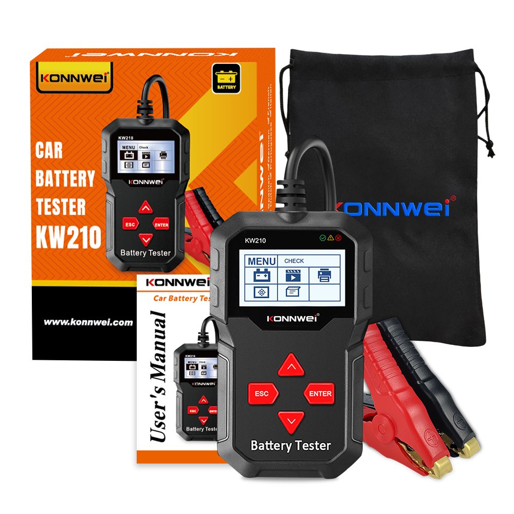 KONNWEI KW210 12V Car Battery Testing Tool Lead-acid GEL LifeP04 Battery Tester 100-2000 CCA Automotive Battery Health Detector