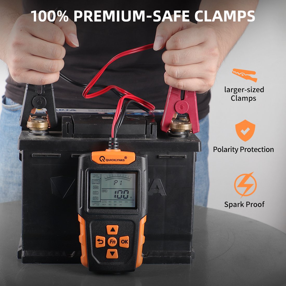Car Battery Tester 12V start charging test battery diagnostic tool 100 to 2000 CCA test, cheap, full of features, ba105