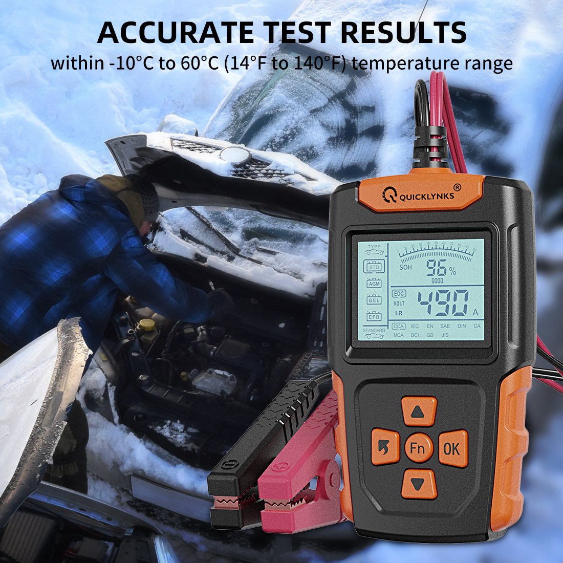 Car Battery Tester 12V start charging test battery diagnostic tool 100 to 2000 CCA test, cheap, full of features, ba105