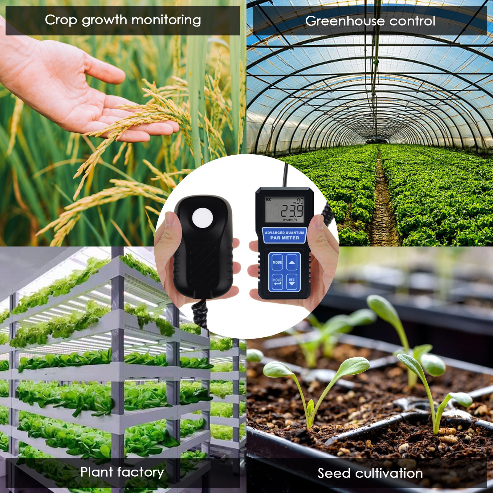 PAR Meter Light Tester PPFD Illuminometer Sensor 400-700nm Photosynthesis Quantum PAR Meter Greenhouse Plant Cultivation (OEM)