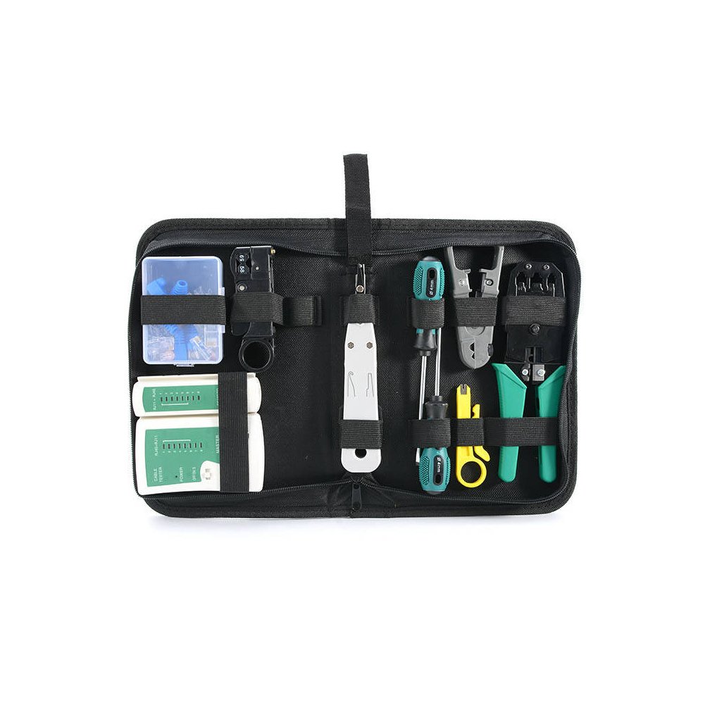 Professional Network multi Crimper Cuts Strips RJ45 Rj12 RJ11 Crimp including network cable tester Tool Kits Custom Package