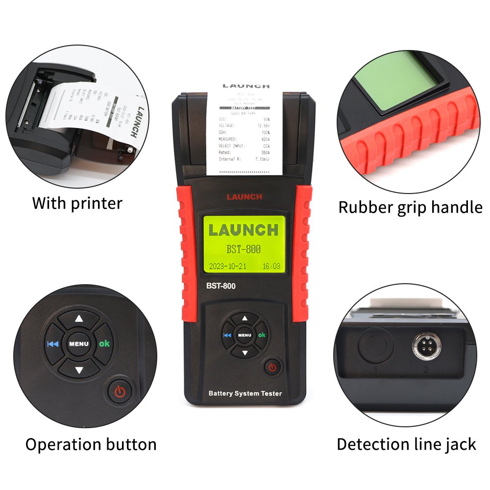 Portable LAUNCH BST-800 Battery Tester Safe and Convenient Diagnostic Tool with Test Report Printing Feature