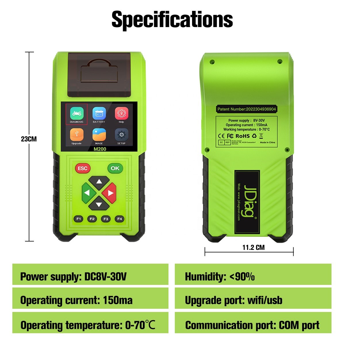 JDiag M200 Pro Full Version Multilingual universal motorcycle scanner With 24 Cable motorcycle scanner motorcycle battery tester