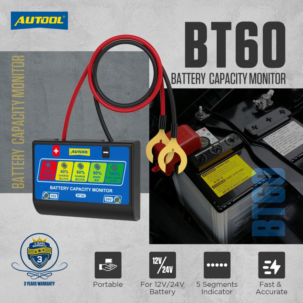 AUTOOL BT60 12V/24V Car Battery Tester Analyzer