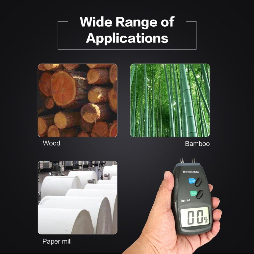 MD-4G Factory Supply Wood Humidity Tester Timber Damp Detector Tree Moisture Meter with Large LCD Display