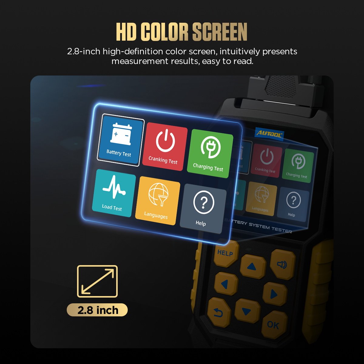 AUTOOL BT460 12V 24V Colorful Display Car Battery Tester Analyzer for Car Heavy Trucks TFT 4inch Multifunction Battery Tester