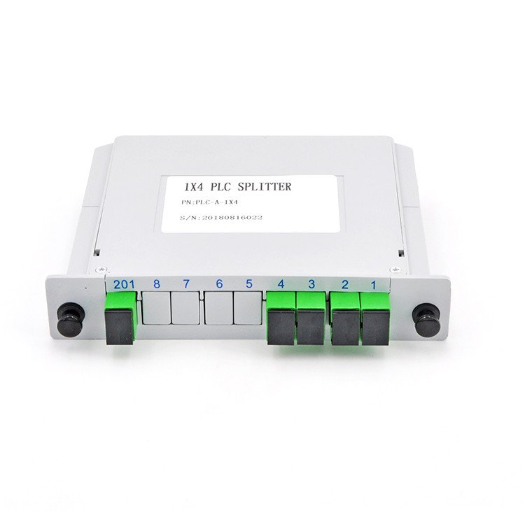 FTTH Optical network PLC Splitter 1*4 Cassette Low Insertion Loss with Pigital SC APC UPC Splitters PLC Fiber Optic Splitter