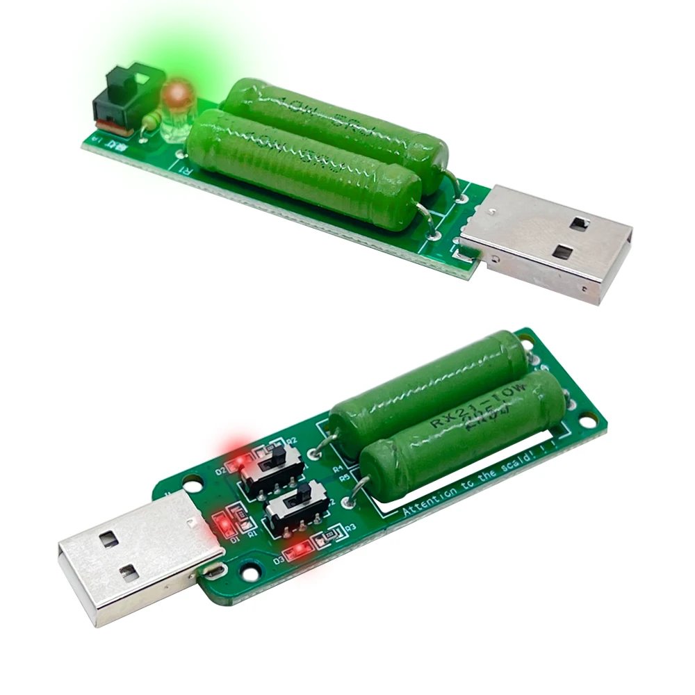 USB Resistor DC electronic load 2 switch adjustable current 5V 1A/2A/3A battery capacity voltage discharge resistance tester