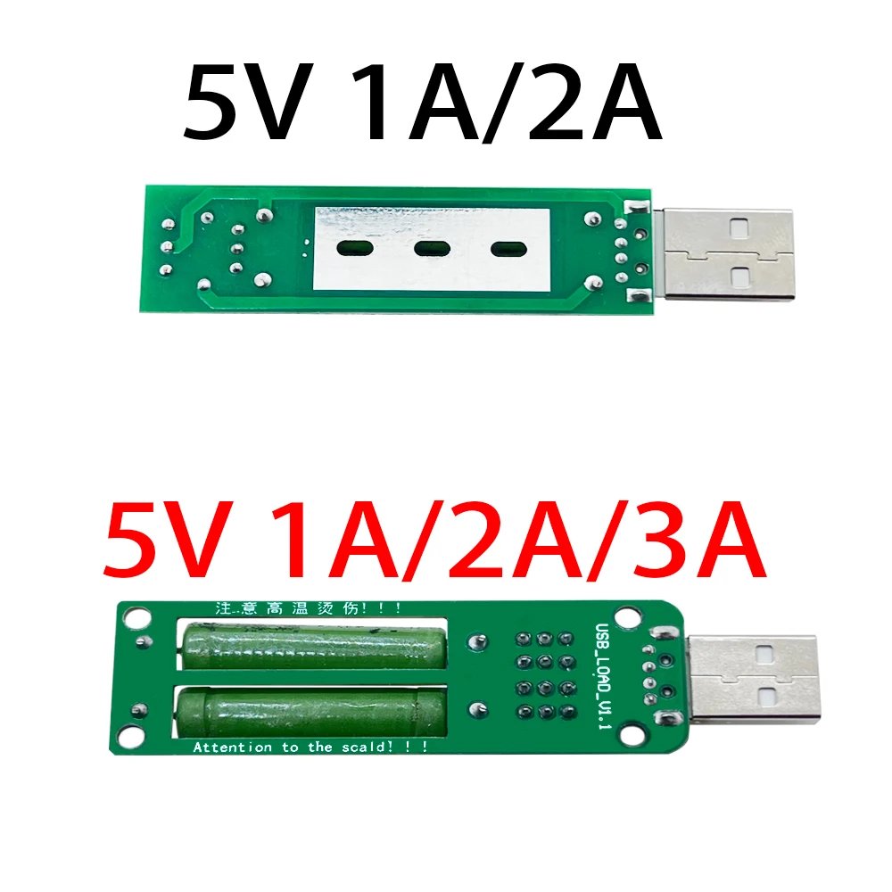 USB Resistor DC electronic load 2 switch adjustable current 5V 1A/2A/3A battery capacity voltage discharge resistance tester