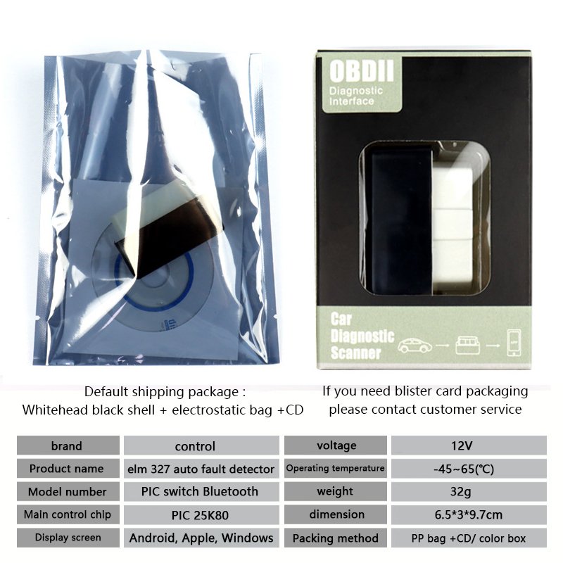 Switching Bluetooth 5.1 PIC25K80 chip v1.5 Automotive detector elm327