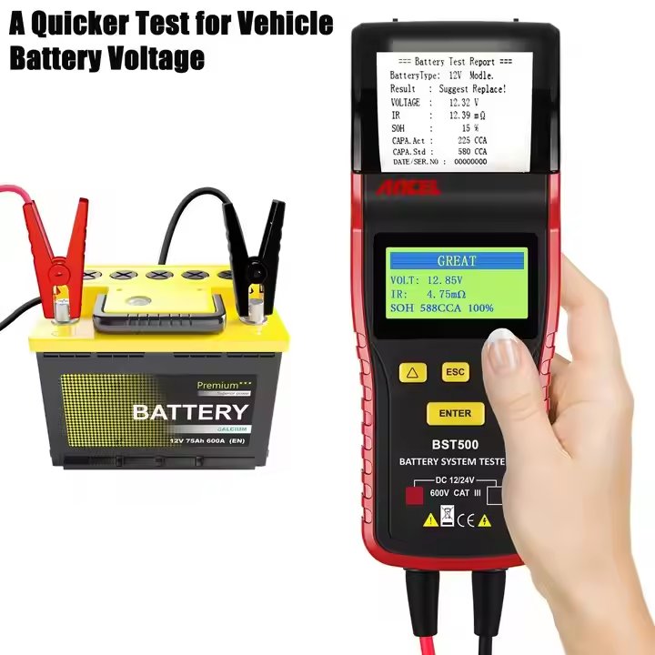 ANCEL BST500 12V Car Battery Tester 24V Truck Charging System Scanner Support Multiple Rating Battery Analyzer With Printer