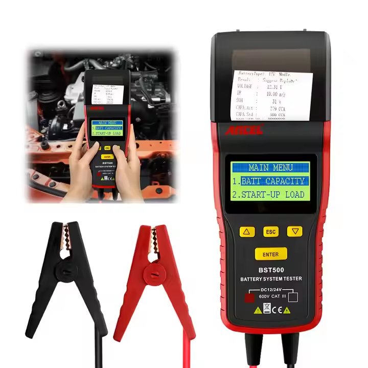 ANCEL BST500 12V Car Battery Tester 24V Truck Charging System Scanner Support Multiple Rating Battery Analyzer With Printer