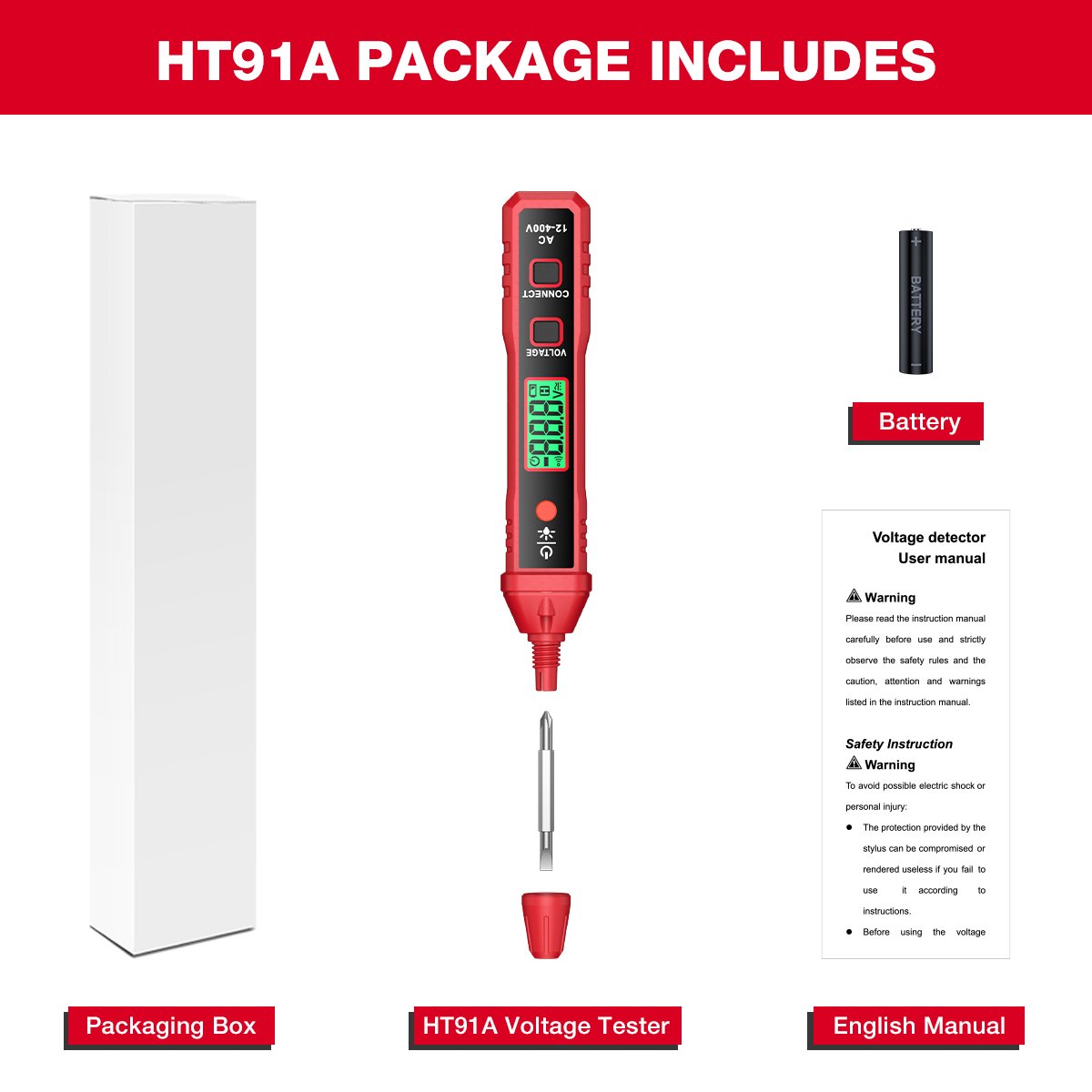 HABOTEST Best Non Contact Electrical Live Wire Breakdown Point Locator Checker Indicator AC Voltage Tester Pen with Screwdriver