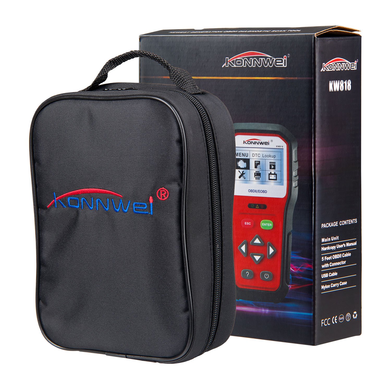 KONNWEI KW818 Enhanced OBDII ODB 2 Car Diagnostic Scanner 12V Battery Tester Check Engine Engine Automotive Code Reader Tool