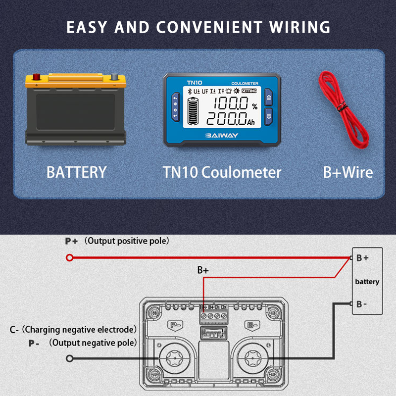 BW-TN10 12V24V36V48V60V72V Battery Capacity Indicator Tester Battery Load Tester Digital Battery Tester Monitor Indicator