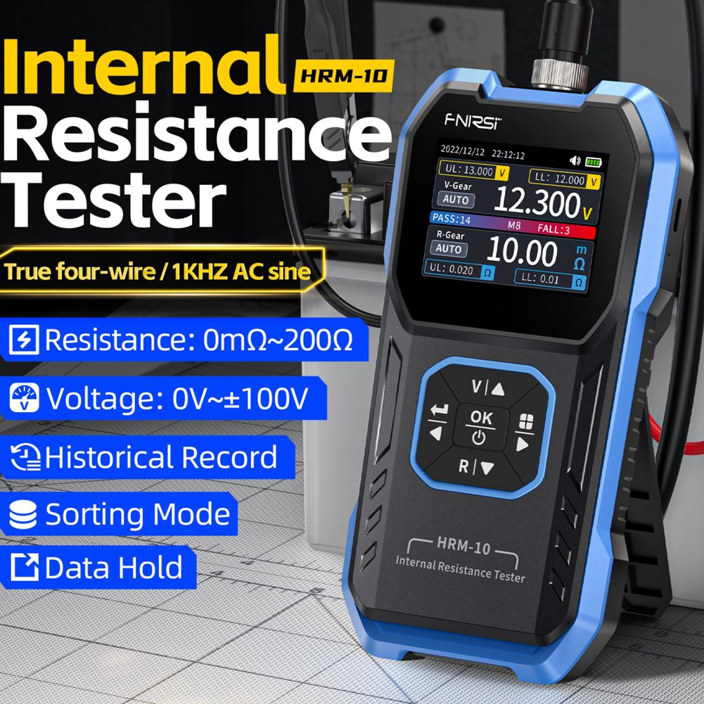 FNIRSI HRM-10 Versatile 4-Wire Battery Tester Accurate Internal Resistance Voltage Measurement Device TFT Display Detector