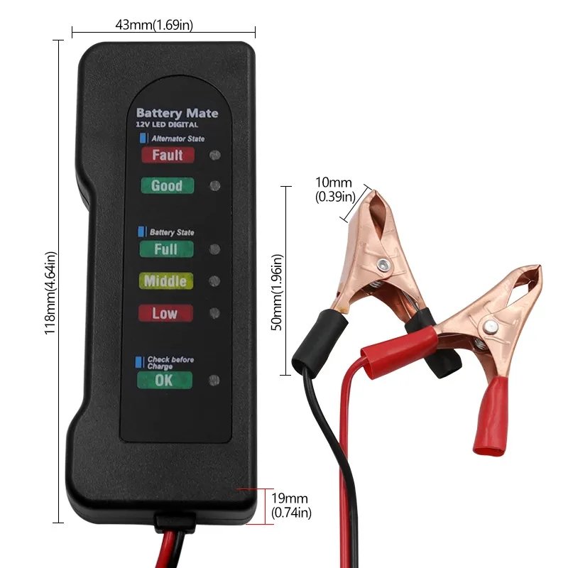 BT-170 12V Car Battery Tester Motorcycle Tester Fault Detector Car Diagnostic Tools