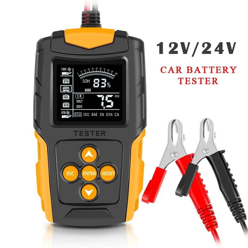 Podofo New hot sale Car Battery Tester 12V 24V DC Charger Analyzer Capacity Load Tester Cranking System Test