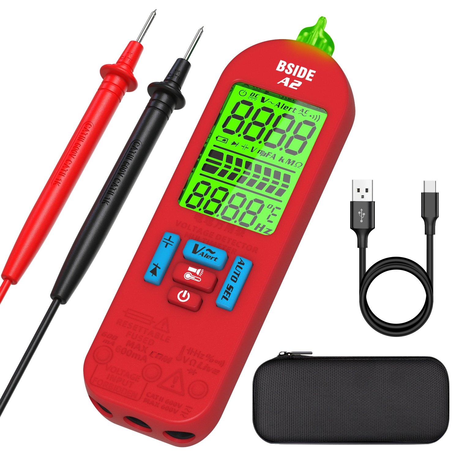 BSIDE A2 Mini Smart Professional Digital Multimeter USB Charge Auto Range 5999 Counts NCV Universal Meter