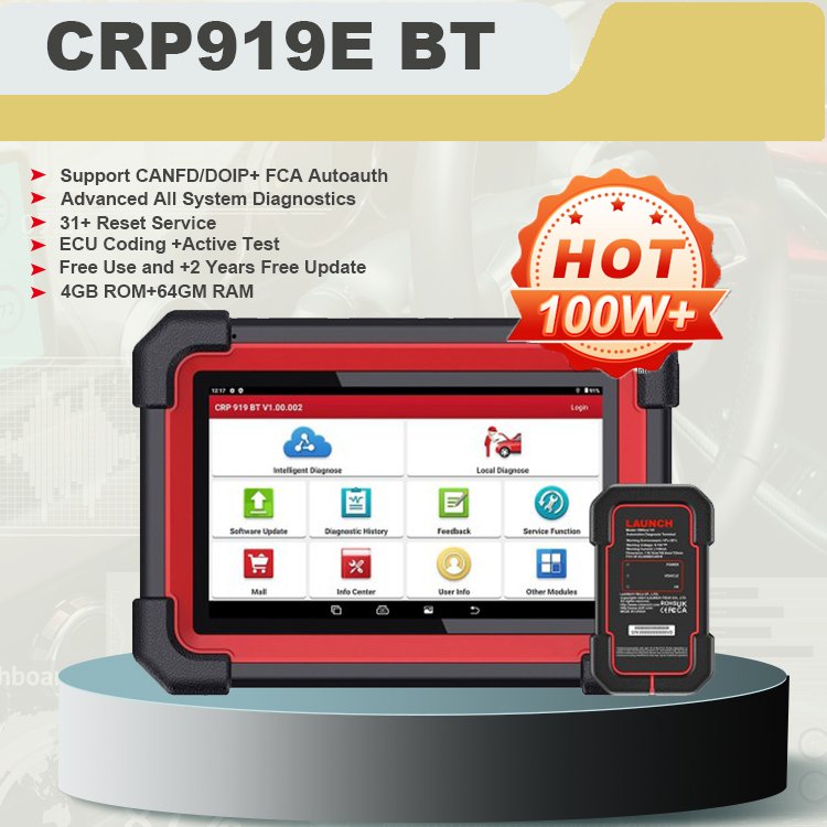 CRP919E BT Analyzer Full System Diagnostic Tools OBD2 Scanner X431 LAUNCH LCRP919E BT CANFD DIOP Battery Test Code Reader