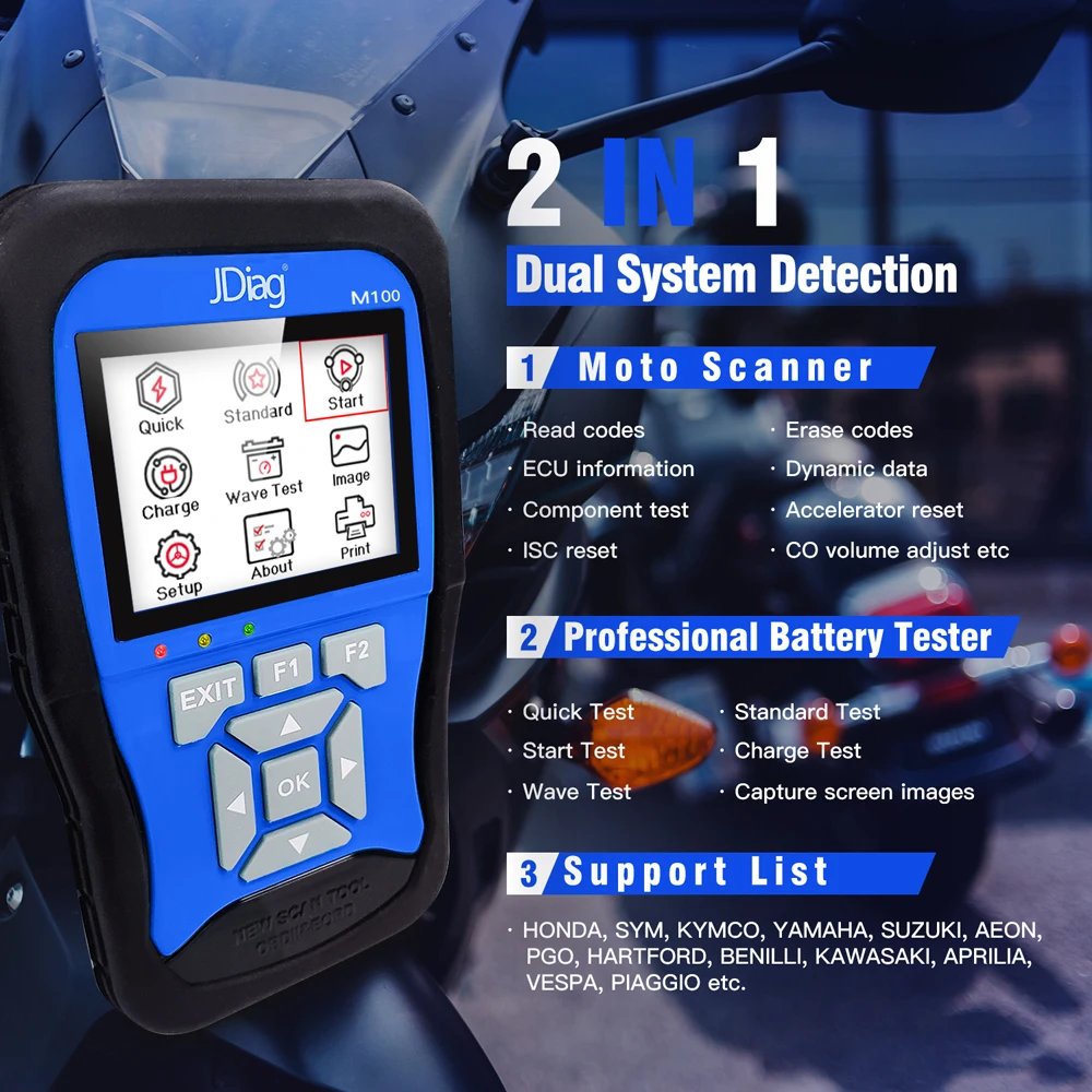 JDIAG TopDiag M100 Full Version Dual System Diagnostic Scanner Support Read/Erase Fault Codes Upgrade Moto Auto Diagnostic Tools