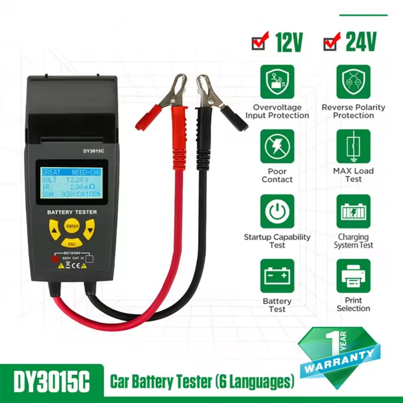 DY3015C 12V/24V Battery Tester Battery Analyzer Repair Test tool 30-200AH