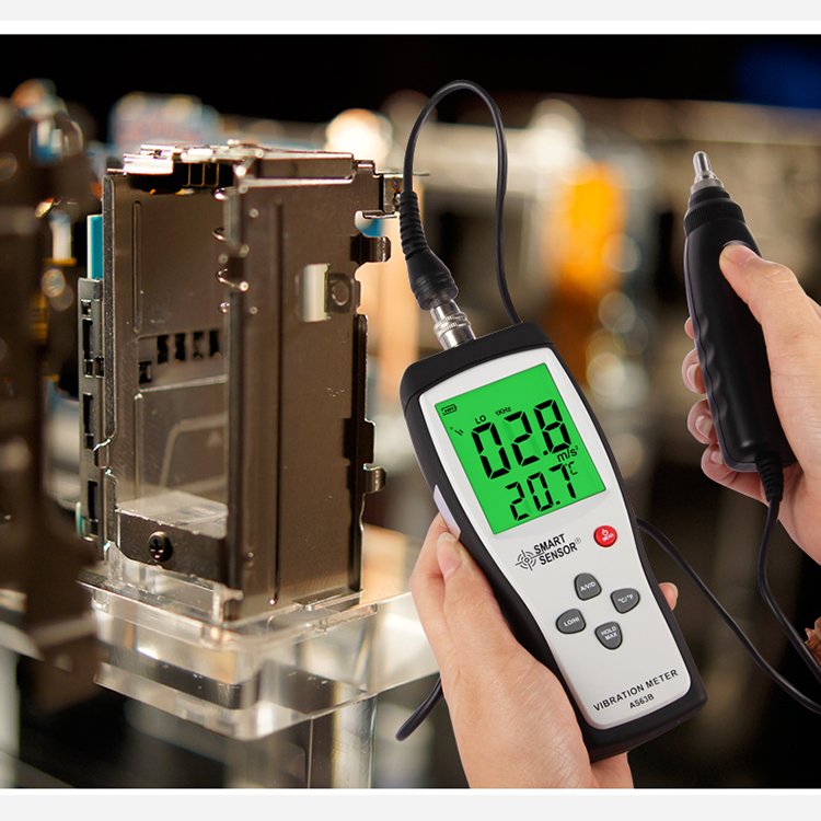 AS63B Digital Vibration Meter Vibrometer Handheld Vibration Tester with acceleration velocity measurement