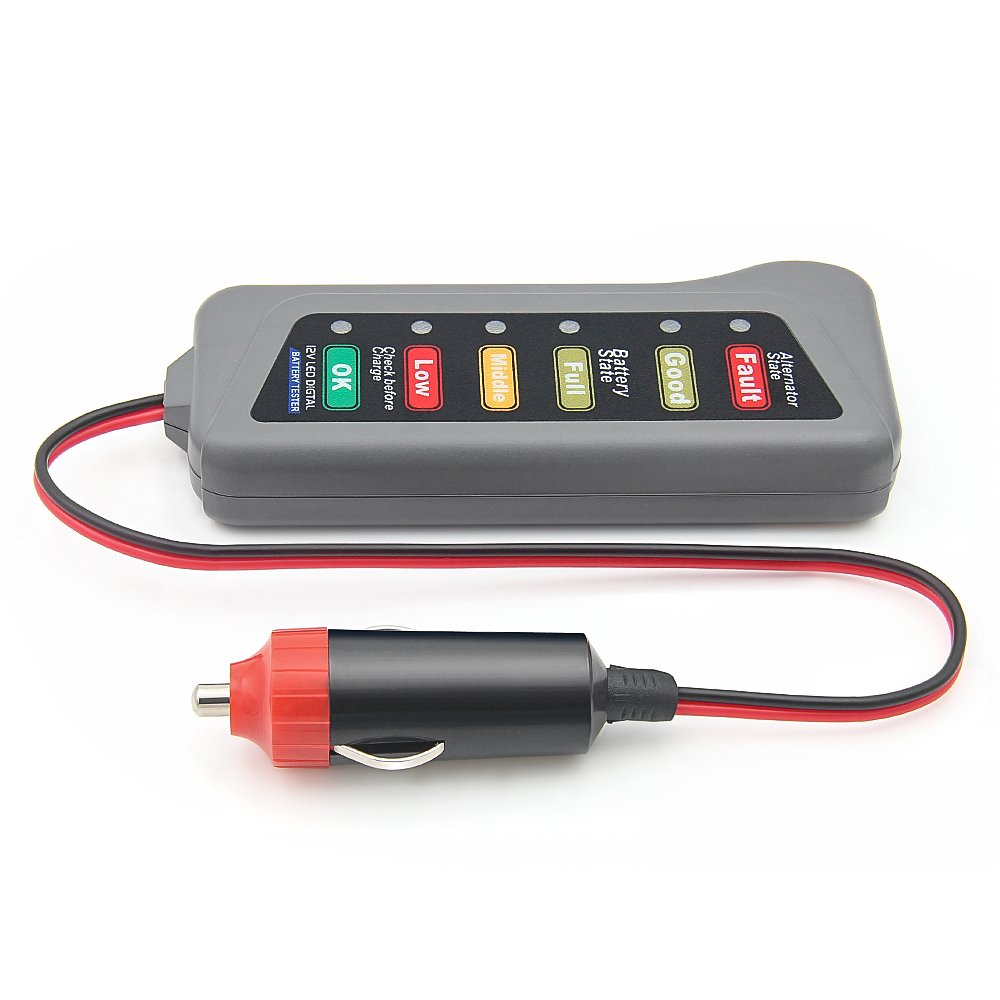 12V Digital Automotive Battery Voltage Tester Alternator OBD2 Scanner Auto Diagnostic Tool With 6 LED Lights for Cars