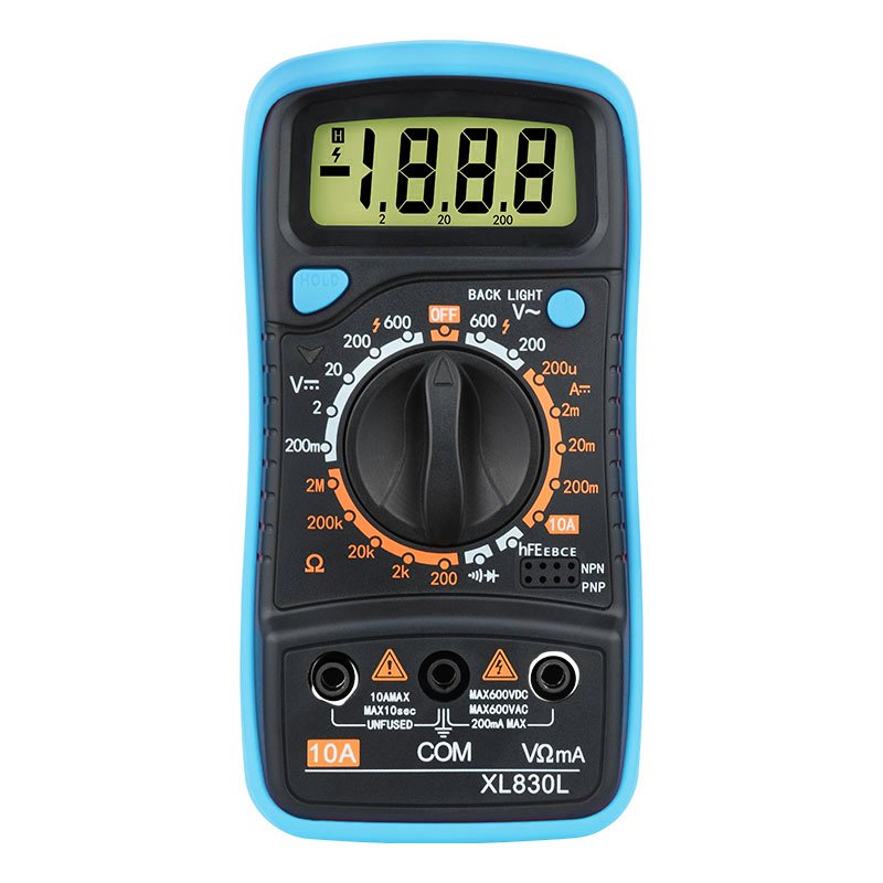 XL830L Handheld Digital Multimeter LCD Backlight Portable AC/DC Ammeter Voltmeter Ohm Voltage Tester Meter Multimetro