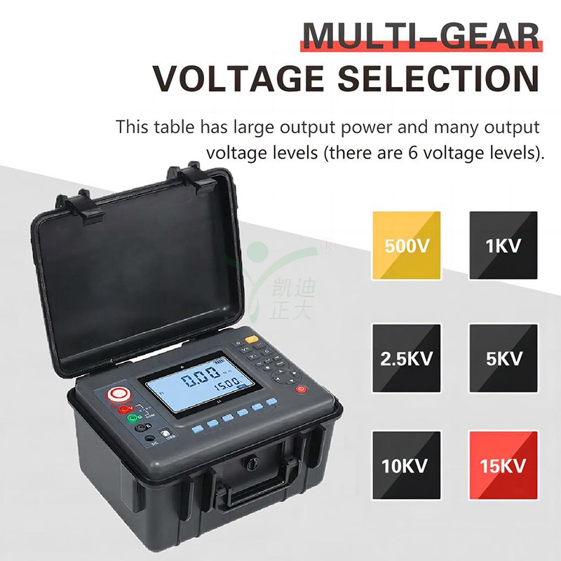 digital readout Rated Voltage 100V 250V 500V1000V 2500V 5000V 0.01ohm-2000ohm Insulation Resistance Tester for power used