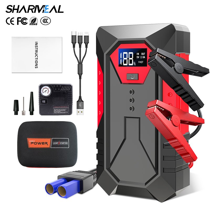 4 In 1 Functions Portable Jump Starter Battery Pack With Air Compressor Jump Box Air Tire Pump Tire Inflator car jump starter