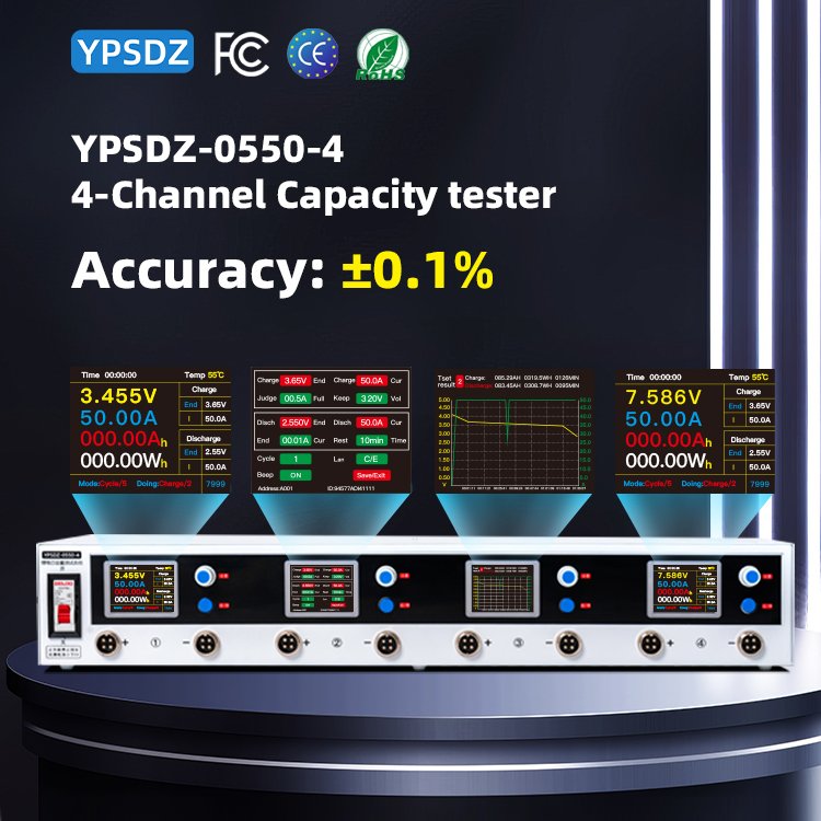 YPSDZ-0550-4 5v50a 4 channel Lead Acid Lithium Battery Capacity Tester Support External Charger Charging And Discharging Tester