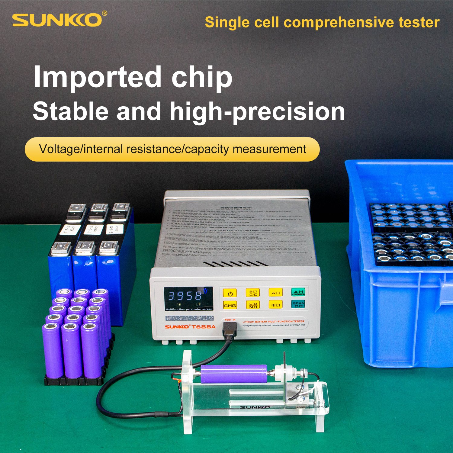 SUNKKO T-688A electric vehicle battery Internal resistance tester Charge and discharge lithium battery capacity tester 18650