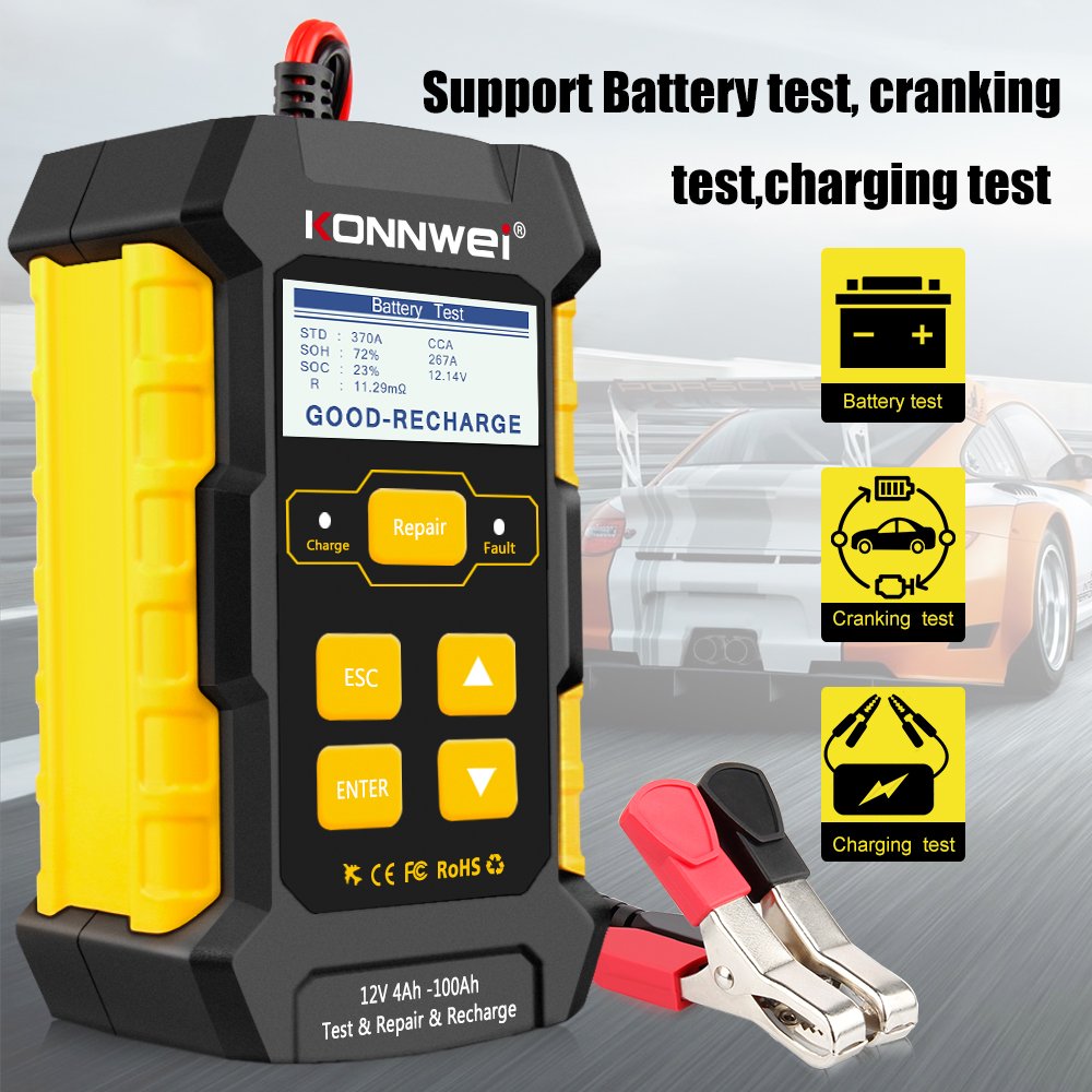 KONNWEI KW510 Full Automatic 12V Car Battery Tester Pulse Repair 5A Battery Chargers Wet Dry AGM Gel Lead Acid Car Repair Tool