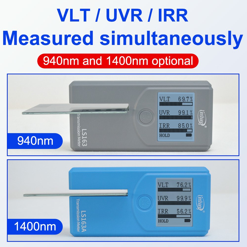 RTS LS163 LS163A Transmission Meter Solar Film Tester VLT 940nm 1400nm IR 365nm UV Rejection Rate Window Tint Meter