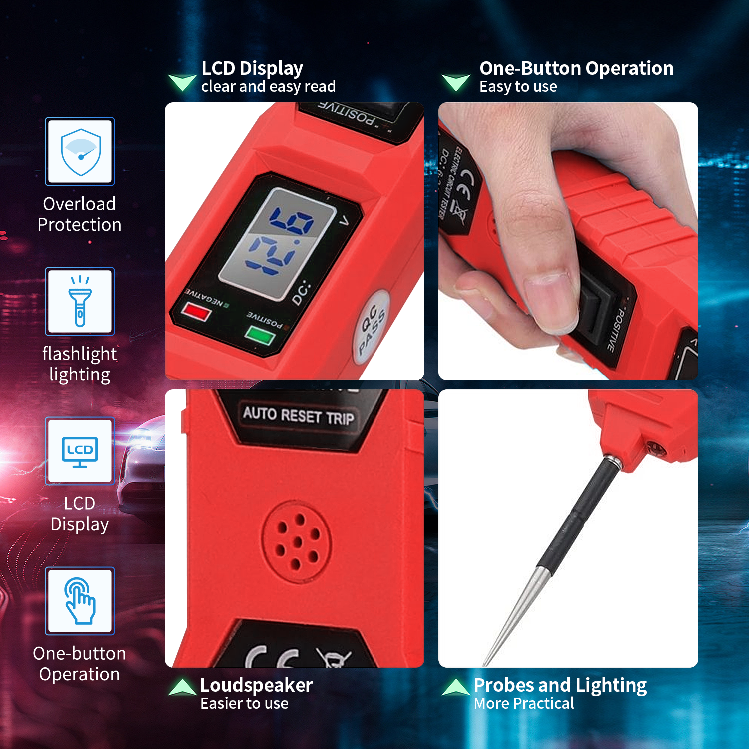 Automobile multi-function road test pen circuit tester Automotive electrical system tester line continuity diagnosis multi-funct