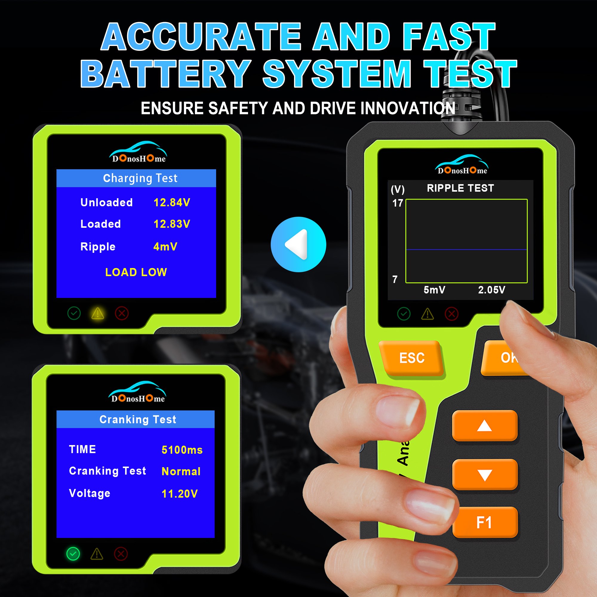 Battery Tester 5-30V 100-2000 CCA AGM Lithium Gel Car Alternator Tester Digital Charging Crank System Tester