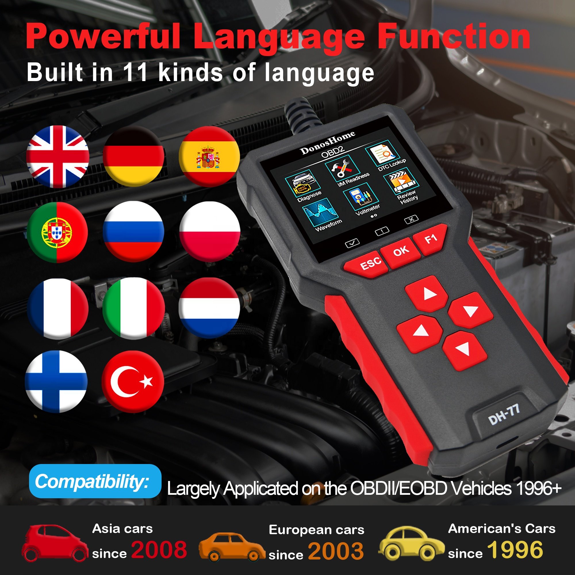 Hot new version 2 in 1 OBD2 Scanner Scanner+Battery Tester, 5-36V 20-3300 CCA Diagnostic Tool Code Reader Battery System tester