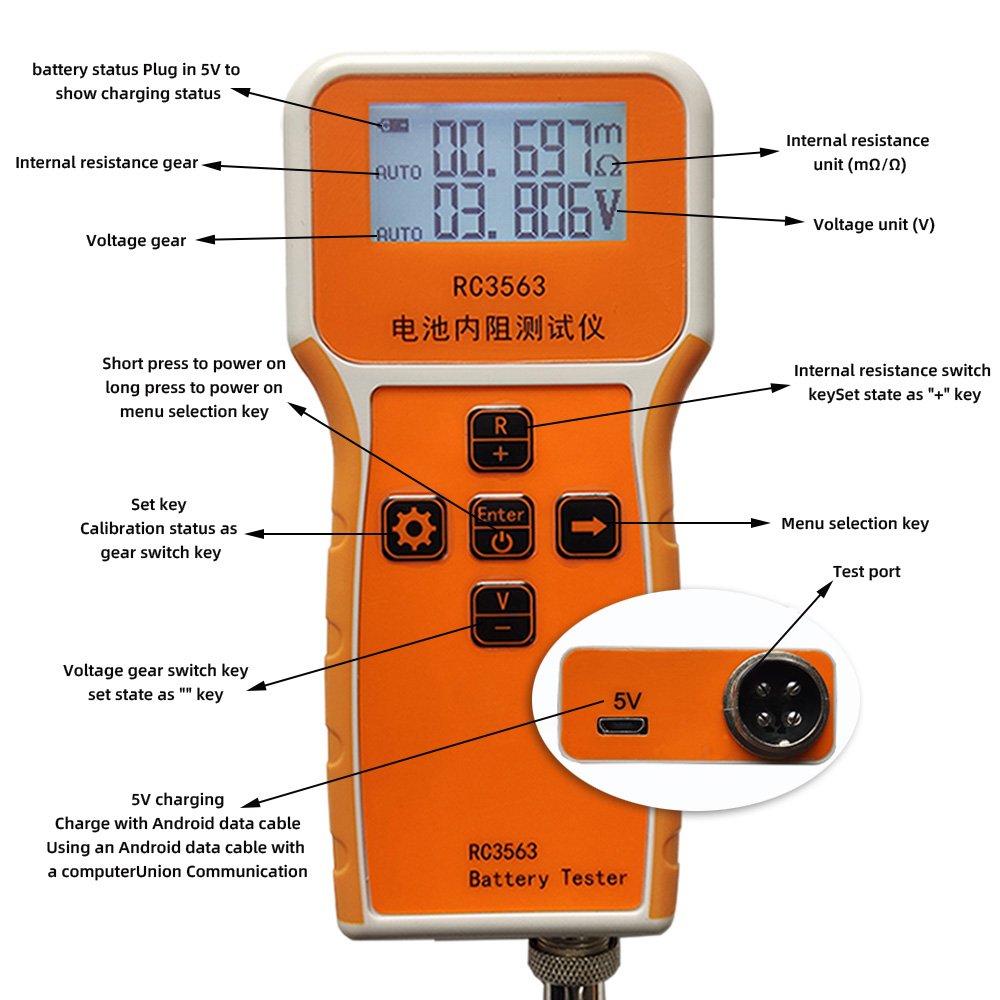 RC3563 Battery Tester Measuring Internal Resistance Detector High Precision Voltage Tester For RC18650 Lithium Battery