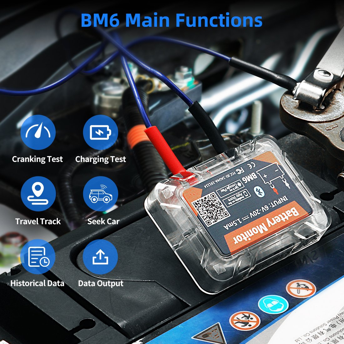 Wireless Bluetooth 4.0 12V Battery Monitory BM6 With Car Battery Health Check APP Monitoring Battery Tester For Android IOS