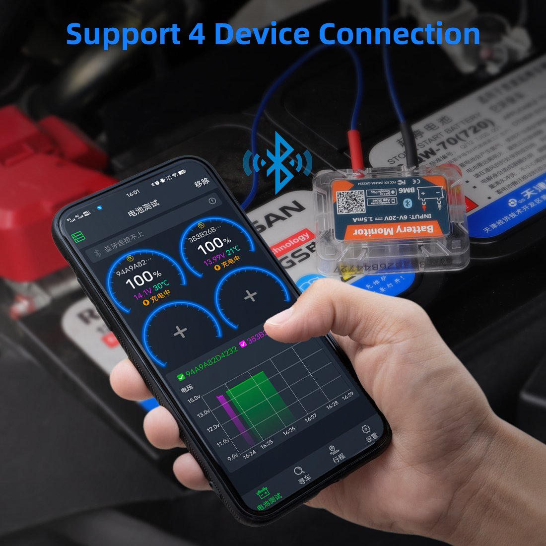 Wireless Bluetooth 4.0 12V Battery Monitory BM6 With Car Battery Health Check APP Monitoring Battery Tester For Android IOS