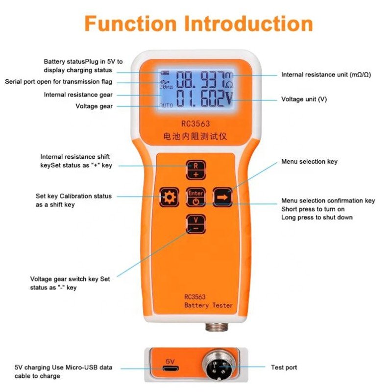RC3563 Battery Voltage Internal Resistance Tester High-precision Trithium Lithium Iron Phosphate 18650 Battery Tester Ohmmeter