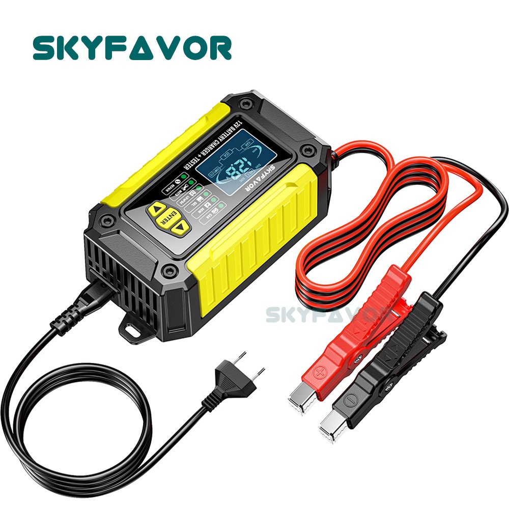 Motorcycle car battery charger 12V 6A and 12v battery tester pulse repair 12 volt lifepo4 lead acid battery charger & analyzer