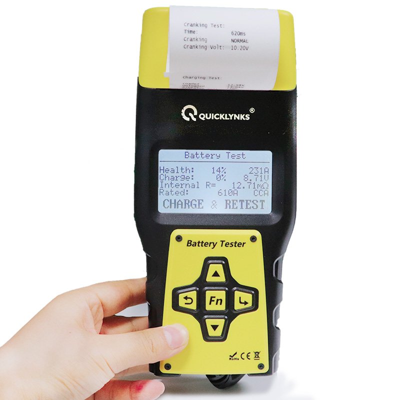 Newest Quick Test Cranking And Charging Systems Data Storage Auto Car Battery Tester With Printer