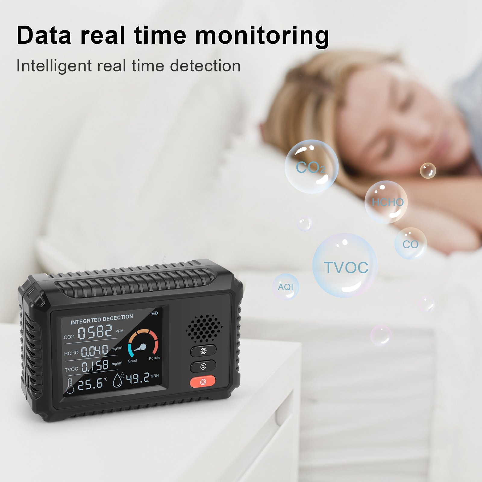 Hedao HLW-101 Indoor 5 In 1 Air Quality Detector Gas Analyzer Tester Air Quality monitor HCHO/Tvoc/CO2/Temp/humidity