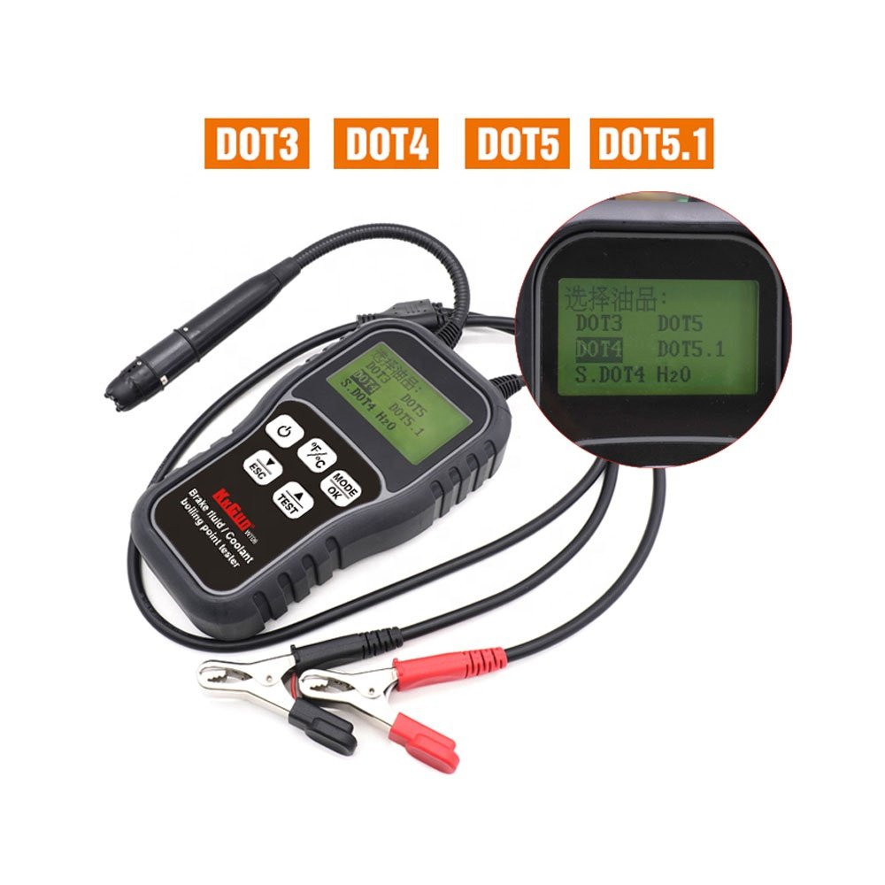 Brake Fluid Tester DOT3 DOT4 DOT5.1 with 3.5" Backlit Display Audible Alarm for various brake fluid model
