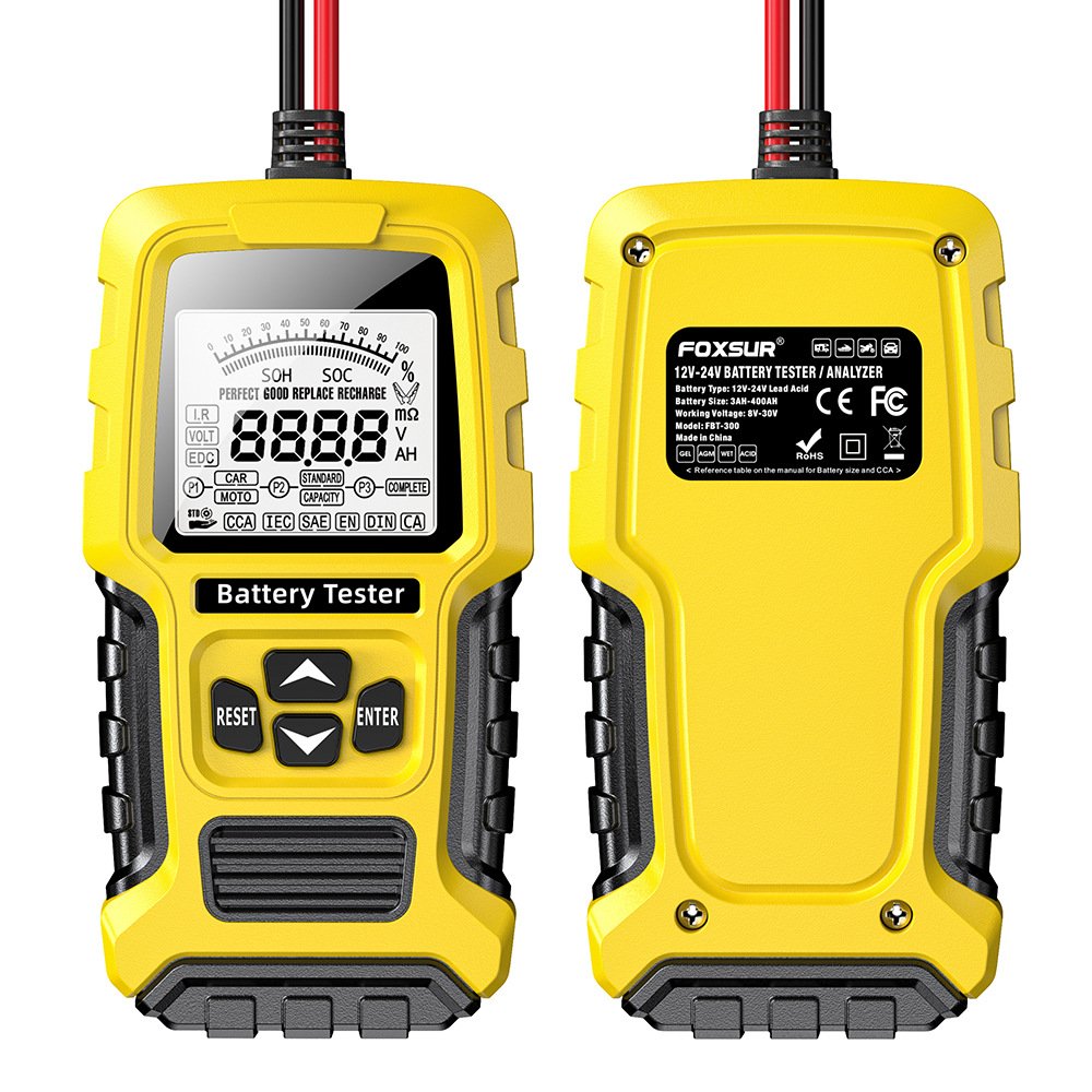 FOXSUR Generation 2 New 12V 24V Car battery tester Digital Analyzer Tester for Truck Motorcycle SUV Boat