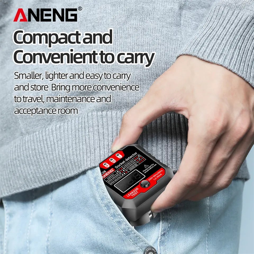 ANENG AC28 Socket Detector US/EU Universal Battery Tester Checker Test Power Socker LCD Voltage Tester Phase Meter Detector Tool